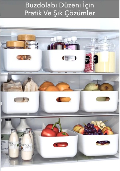 6 Adet 3.5 Lt Dolap Içi, Buzdolabı Düzenleyici, Banyo, Mutfak Organizeri Sepet Beyaz 24cm16cm11cm Pl Diğer