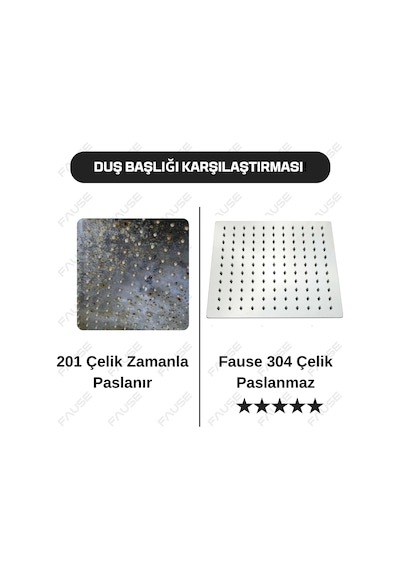 Fause Kolonlu Tepe Duş Seti Slim Çelik Başlıklar Kds101 Krom