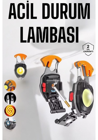 El Feneri Acil Işık Seti Tornavida Düdük Kapak Açma Kamp Lambası Belirtilmemiş
