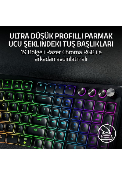 Razer Pro Type Ergo - Kablosuz Ikiye Ayrılabilir Ergonomik Rgb Kl