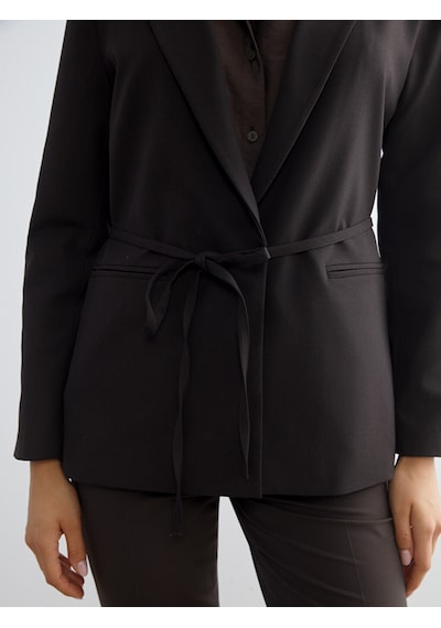 Lcwaıkıkı Classic Kahverengi Beli Kuşaklı Kadın Blazer Ceket