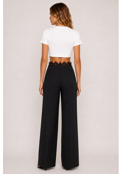 Glenda Lace Waist Palazzo Pantolon Siyah