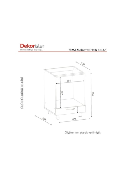 Dekorister Sema Ankastre Fırın Dolabı Beyaz