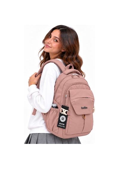 Okul Çantası Su Geçirmez Kumaş Unisex Okul Sırt Çantası Hrm - 2601 Pudra Pudra Pembe