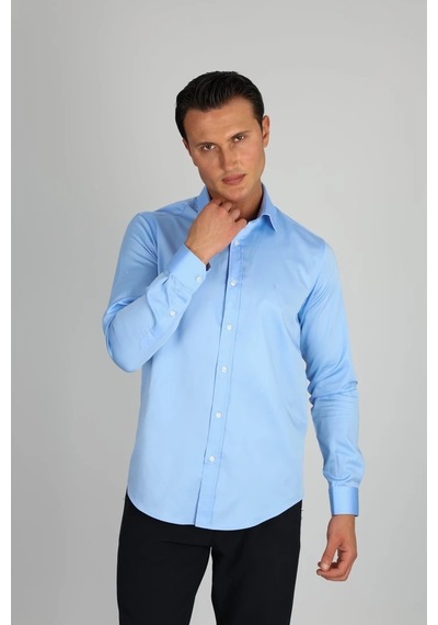 Lorenzo Mazzoli Lm375 C 567 O.mavi Pamuk Saten Comfort Fit Erkek Gömlek O.mavi