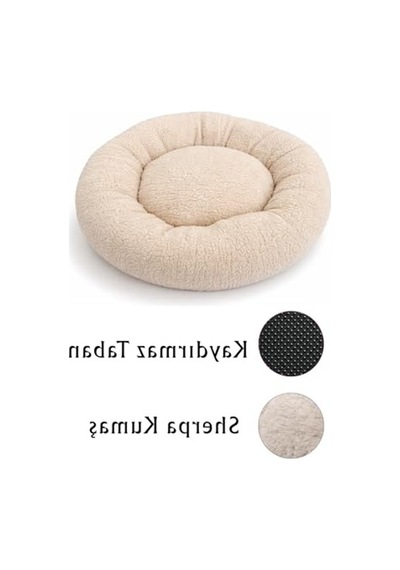 Ultra Yumuşak Kumaşlı Donut Şeklinde Kedi Yatağı, Kaydırmaz Taban
