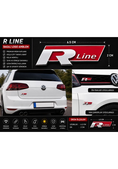 R Line Bagaj Logo Amblem Krom Kırmızı Premium Tasarım 0