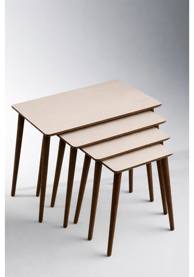 Eg Home İstanbul 4'lü Zigon Sehpa %100 Mdf Krem