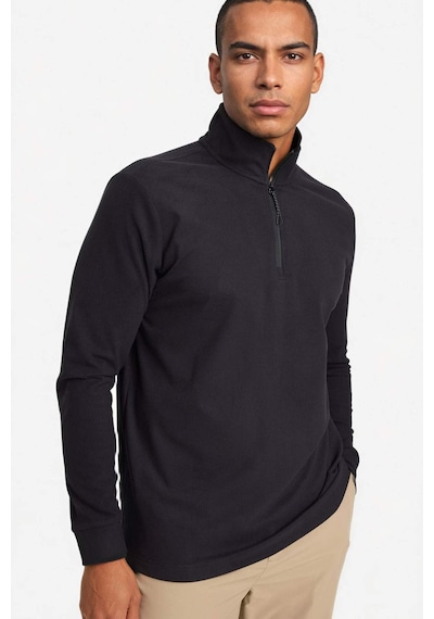 Defacto Defactofit Standart Fit Dik Yaka Yarım Fermuarlı Polar Sporcu Sweatshirt F2302ax25wnbk81 Siyah