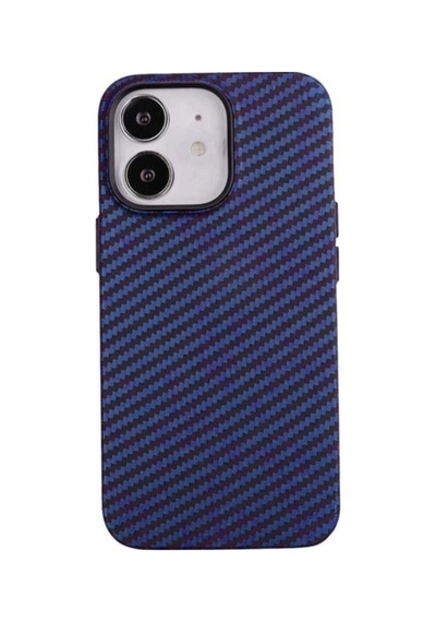 Apple Uyumlu iPhone 12 Kılıf Karbon Fiber Tasarımlı Zore Karbono Kapak Lacivert