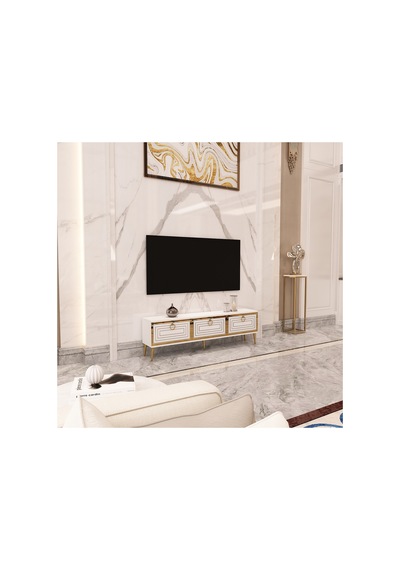 Palo 150 Cm Tv Ünitesi Tv Sehpası Beyaz-altın Beyaz