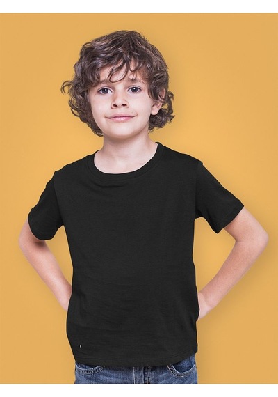 Sevbano Basic Baskısız Unisex Çocuk Tişört 1-12 Yaş SIYAH