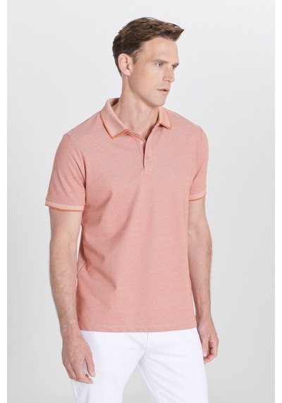 Ac&Co / Altınyıldız Classics 4A4820200047Ktes Düğmeli Polo Yaka Cepsiz Slim Fit Erkek Tişört Kiremit - Bej