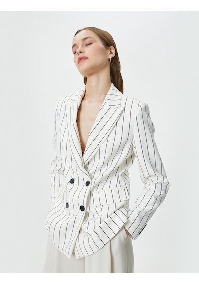 Koton Kruvaze Blazer Ceket Düğmeli Kapaklı Cepli Siyah Çizgili 4sak50056uw 4SAK50056UW9S9 Çok Renkli Koton Kruvaze Blazer Ceket Düğmeli Kapaklı Cepli Siyah Çizgili 4sak50056uw 4SAK50056UW9S9 Çok Renkli