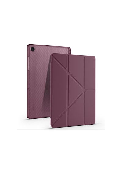 Maks Technology Galaxy Uyumlu Tab A11 Plus Kılıf Mkst Tri Folding Kalem Bölmeli Standlı Kılıf - Koyu Mor Tablet Kılıfı