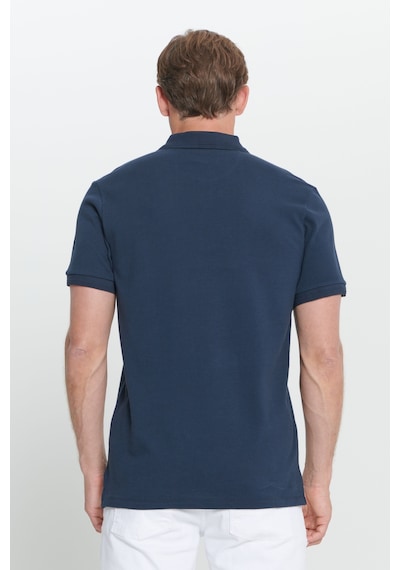AC&Co / Altınyıldız Classics Erkek Lacı Slim Fit Dar Kesim Polo Yaka %100 Pamuk Kısa Kollu Tişört Lacı Lacivert