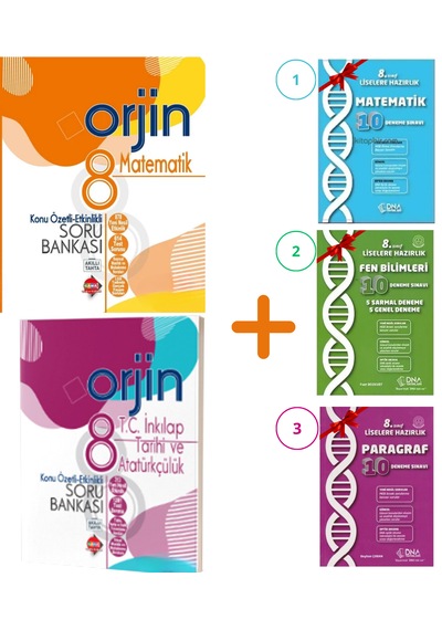 Orjin 8. Sınıf Soru Bankası Seti + 3 Hediye Deneme