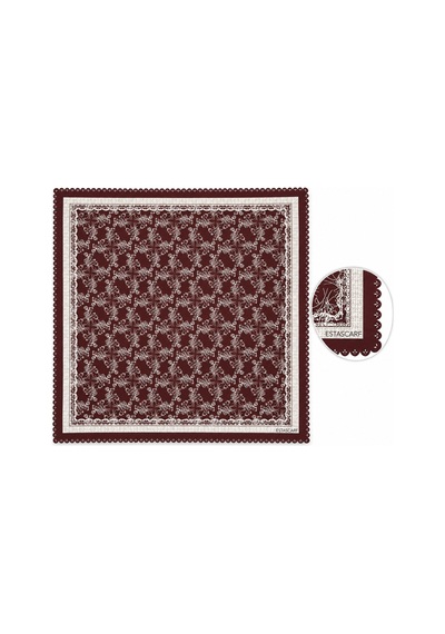 Tarzını Seç Bordo Sarmaşık Desenli Dantel Oya Kesim Fular / Bandana 70 X 70 Cm