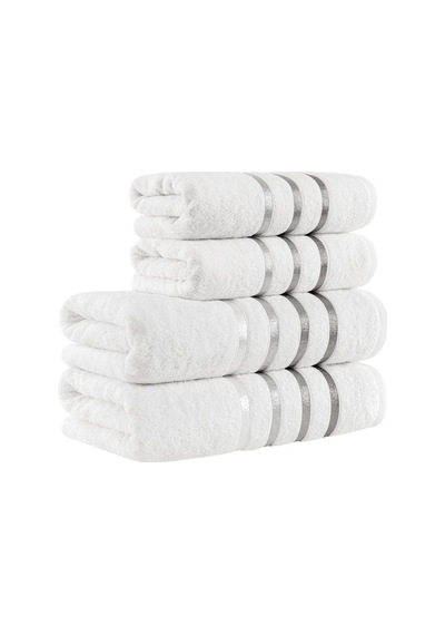 Banyo Havlu Seti 4 Lü Bale Premium - 70x140cm X2 / 50x90cm X2 Beyaz