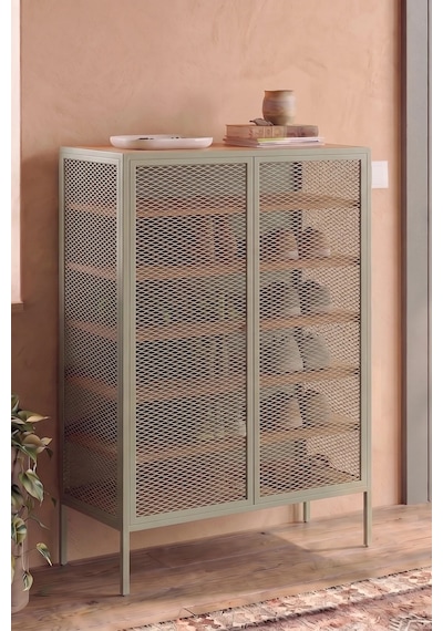 Orion Çok Amaçlı Metal Ayakkabılık - Antre Dolabı 81x120 Cm Mint Yeşil