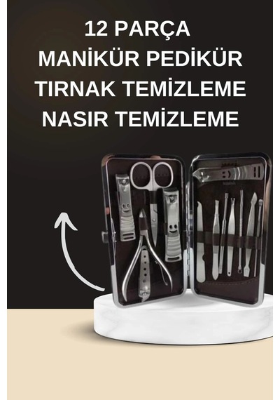 Elektrikli Manikür Pedikür Seti İkili Set 12 Parça Tırnak Bakımı Törpü Protez Çıkarma 95929941
