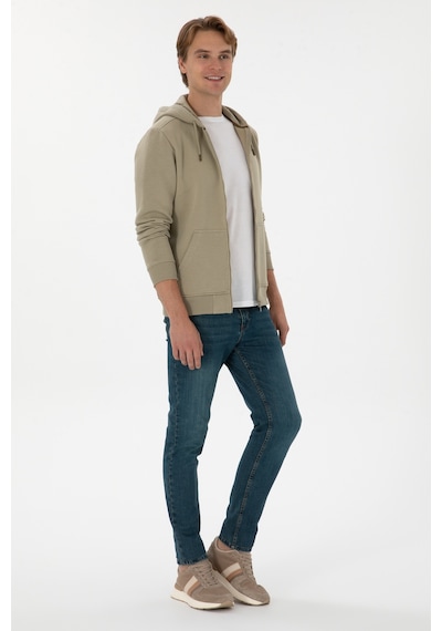U.S. Polo Assn. Erkek Regular Fit Açık Haki Şardonlu Örme Hırka 50313755-VR183