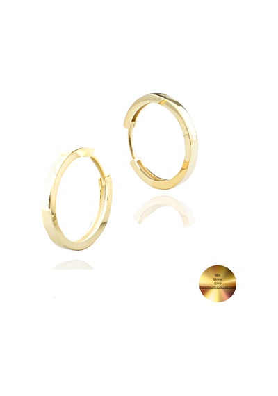 Brezza Lusso Jewelry 18k Serie Oro Sade Halka Kadın Gümüş Küpe 20 Mm