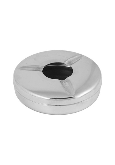 Kapaklı Paslanmaz Çelik Küllük 9 X 9 X 2 Metal Gri Yuvarlak Metal Gri Yuvarlak