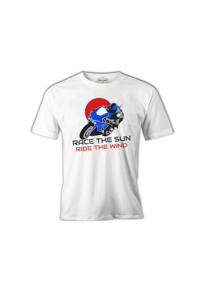 Motorcycle Race The Sun Beyaz Erkek Tshirt 001