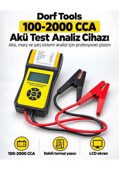 Dorf Tools 100-2000 Cca Yazıcılı Akü Test Cihazı Ve Analiz Cihazı