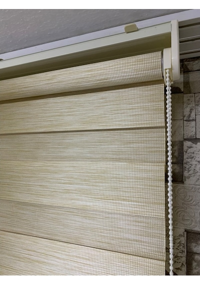 Krem Renk Bambu Zebra Perde (Etekli)