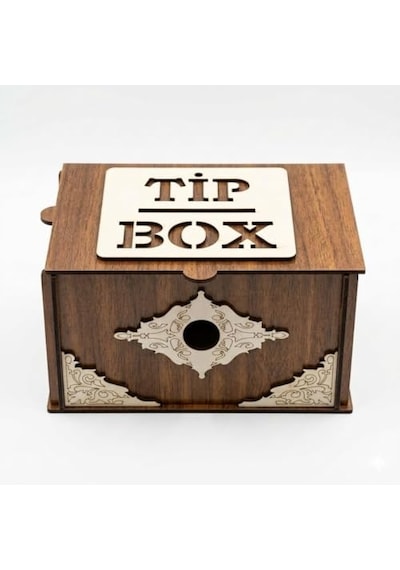 Tr Bahşiş Kutusu Tip Box Dekoratif Para Kutusu Kilitli Tasarım Kafe Ve Restoran Için