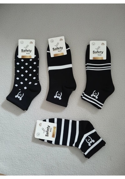 Efemicgiyimstore Siyah Renkli Pamuklu Bilek Kısmı Desenli 12 Çift Patik Çorap Çok Renkli Efemicgiyimstore Siyah Renkli Pamuklu Bilek Kısmı Desenli 12 Çift Patik Çorap Çok Renkli