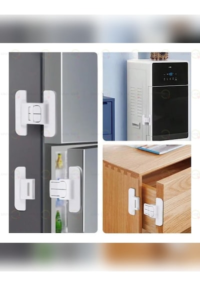 Mainshop 4 Adet Buzdolabı, Çekmece Ve Dolap Kapağı Çocuk Kilidi M-360 Beyaz