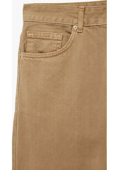 Koton Normal Bel Pamuklu Vintage Straight Fit Jean Pantolon Bej 7wam40059nd Ekru