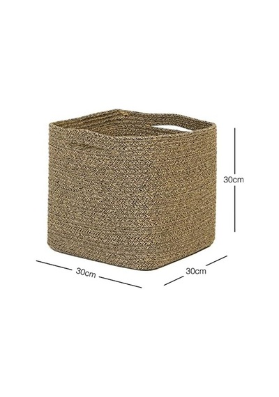 Siyah Kırçıllı Jüt Halat Sepet 30 X 30 X 30 Cm Açık Ahşap