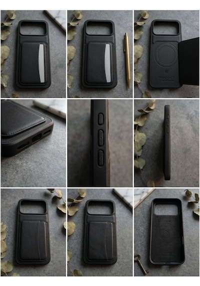 Iphone 17 Pro Max Kartlıklı Standlı Premıum Siyah Kılıf