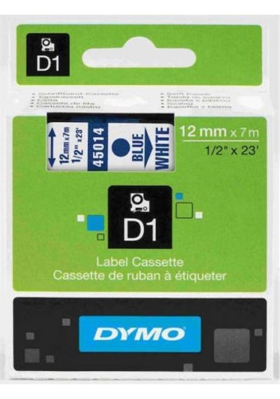 Dymo D1 Şerit 12MM X 7M Beyaz / Mavi 720540 45014