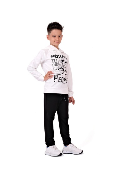 Mnk Baby & Kids Power Baskılı Kapşonlu Çocuk Eşofman Mnk0616 Ekru
