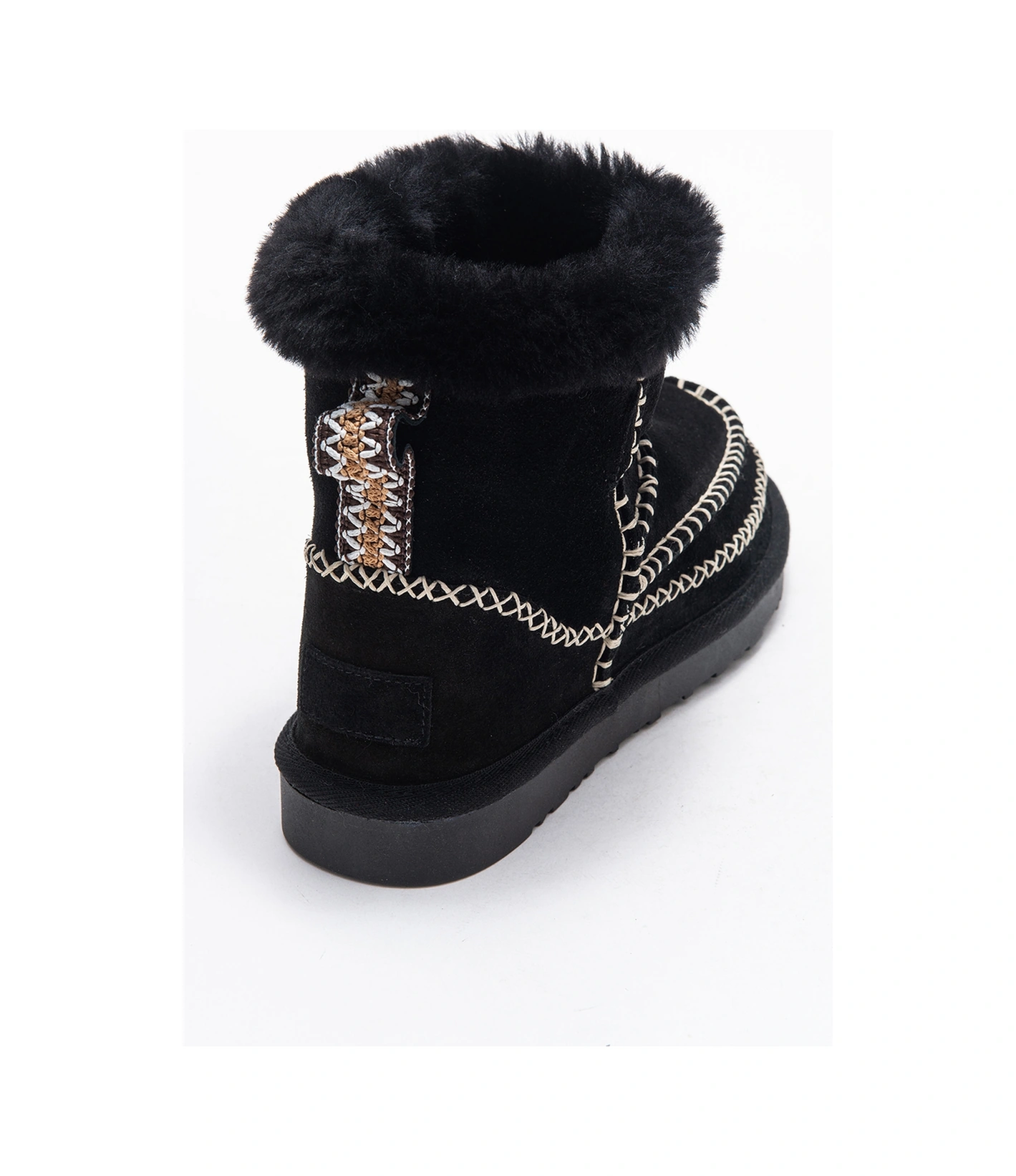 Luvishoes Luvi Shoes Jorel Siyah Süet Hakiki Deri Dikişli Kürklü Kadın Bot Siyah Süet