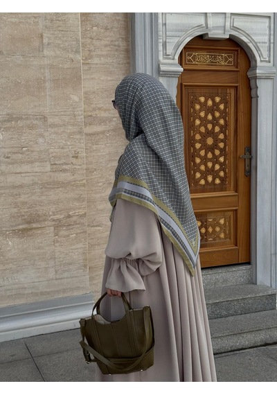 Qalortex Scarf Monogram Desen B.boy Eşarp-yağ Yeşil Yağ Yeşili