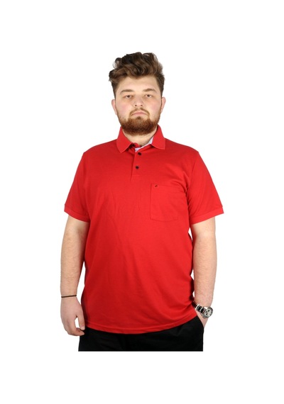Mode Xl Erkek Tshirt Polo Yaka Cepli Klasik Pike 20552 Kırmızı 001