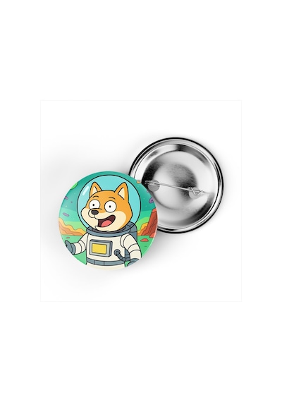 Shiba Astronaut - 44 Mm İğneli Çanta Rozeti - 5 Adet Diğer