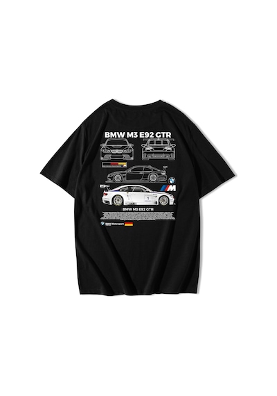 Brz Collection Unisex Oversize Bmw M3 E92 Gtr T-shirt-siyah Siyah