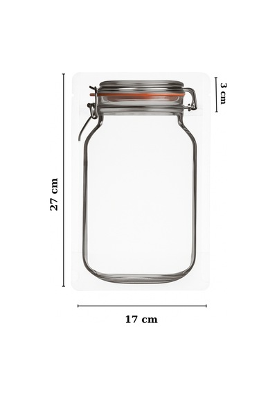 Elit Kavanoz Tasarım Kilitli Şeffaf Doypack Kahve Kuruyemiş Bakliyat Saklama Torbası 17x27 Cm 20li