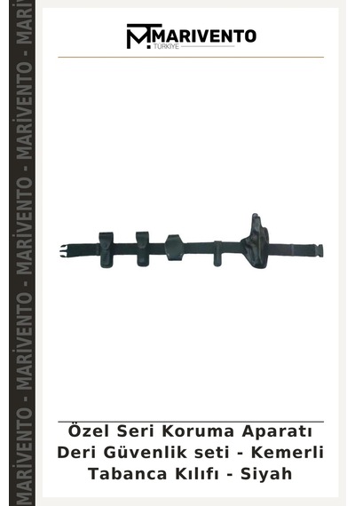 Özel Seri Koruma Aparatı Deri Güvenlik Seti - Kemerli Tabanca Kılıfı - Siyah
