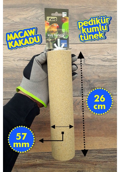 Pedikür Kumlu Silindir Papağan Tüneği 26 Cm - Fx119 Macaw, Kakadu