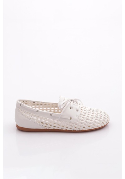 Dgn B00112 Kadin Delikli Oxford Ayakkabi Beyaz