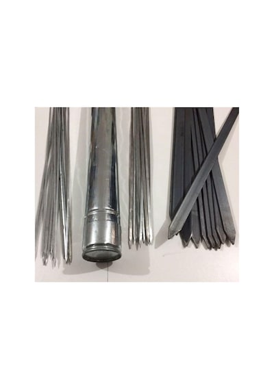 Mobilreyon - Mangal Seti 60cm - 10 Adana Kebap Şiş Silme Demir, 10 Ciğer, 10 Kuşbaşı,1 Şiş Kabı
