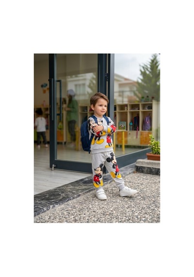 Omeca Concept Mickey Mouse Baskılı Gri Erkek Çocuk 2 Li Eşofman Takımı